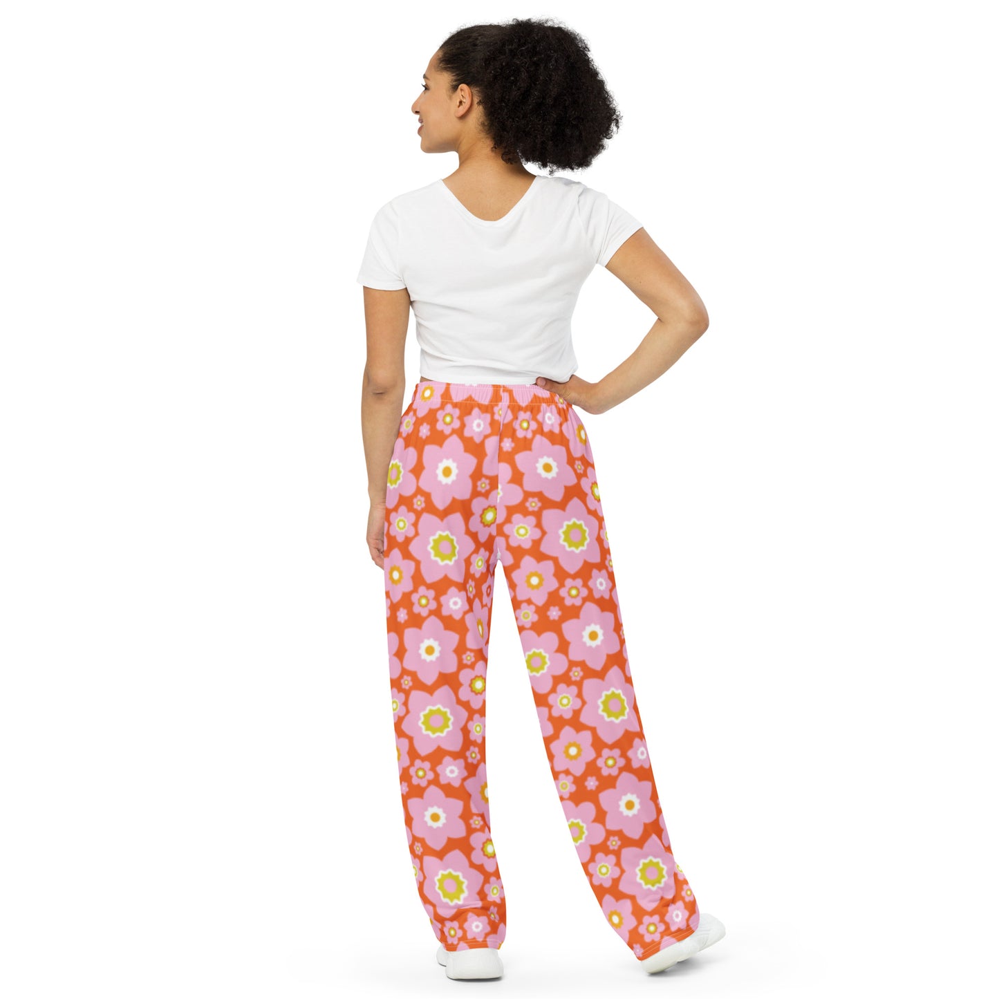 Garden Love Pink / Orange Unisex Wide Leg Pants