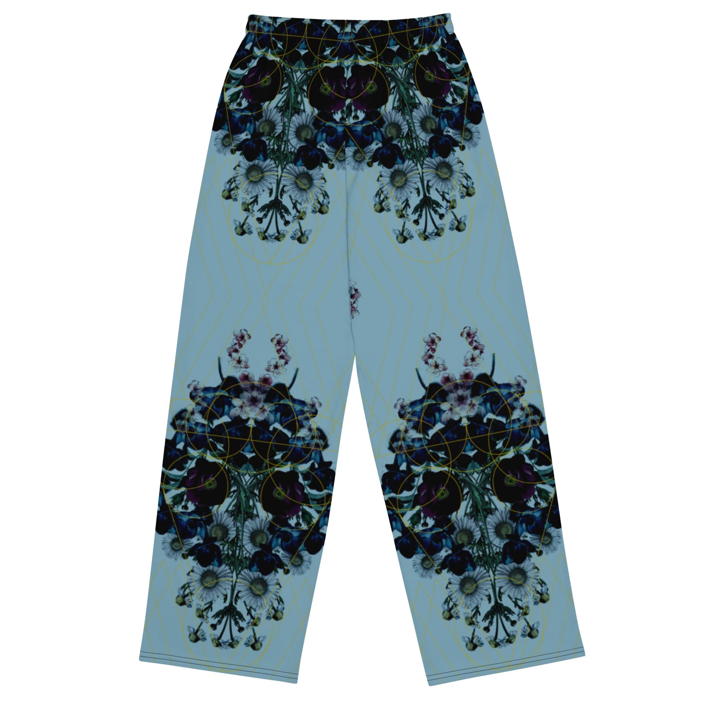 Skull Blue Unisex Wide Leg Pants