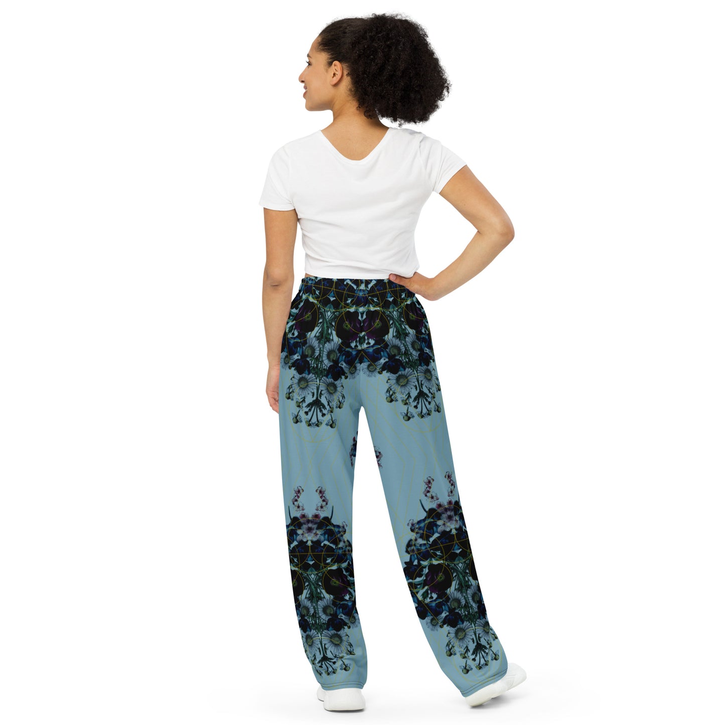 Skull Blue Unisex Wide Leg Pants