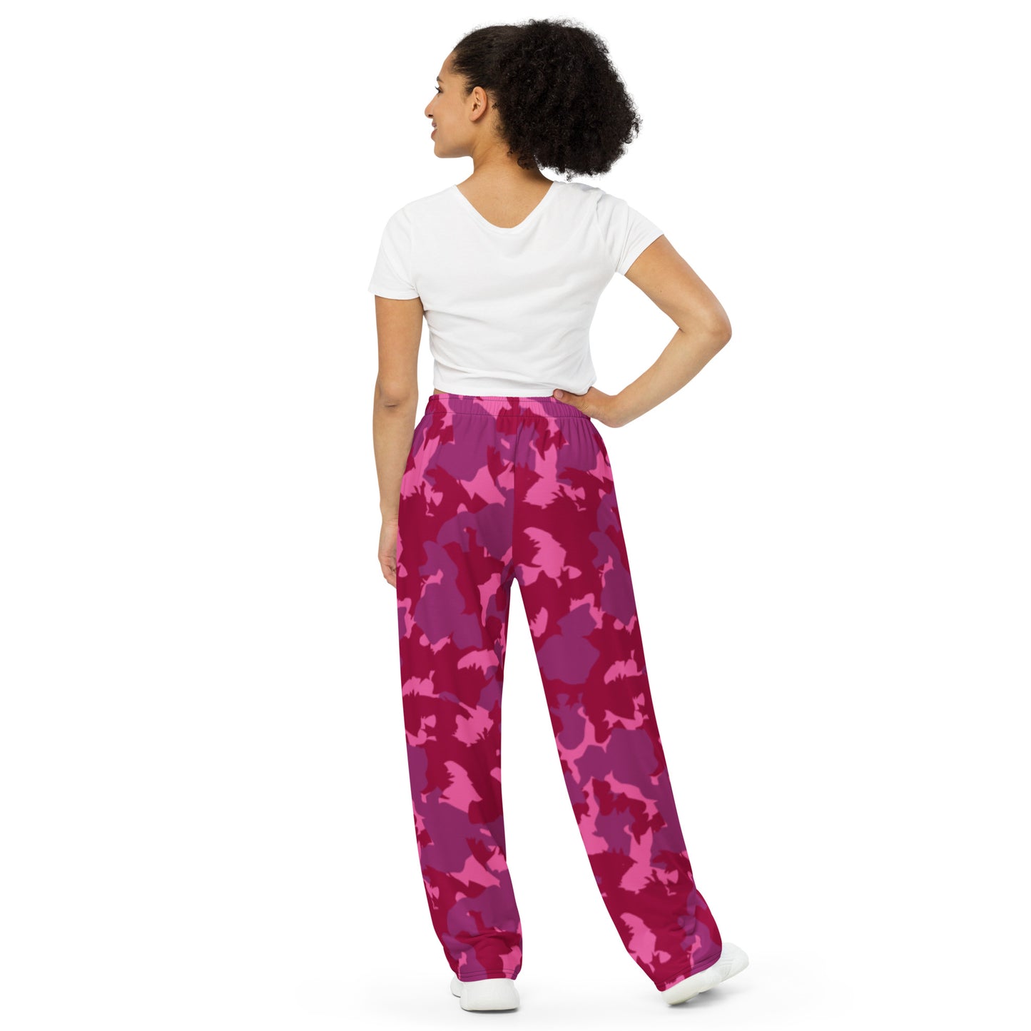 Teddy Bear Maroon Camo Wide-Leg Pants