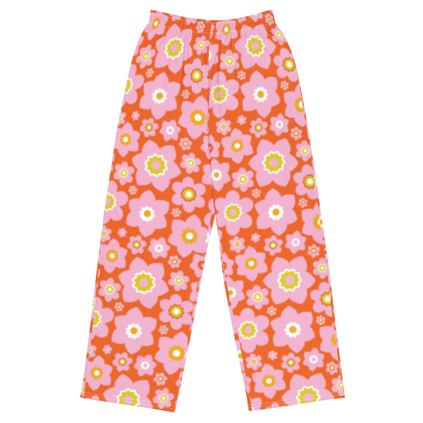 Garden Love Pink / Orange Unisex Wide Leg Pants