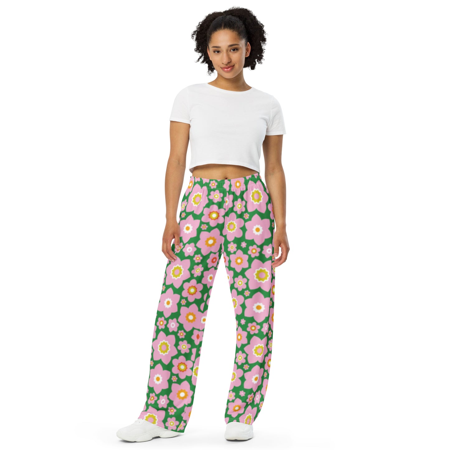 Garden Love Green Unisex Wide Leg Pants