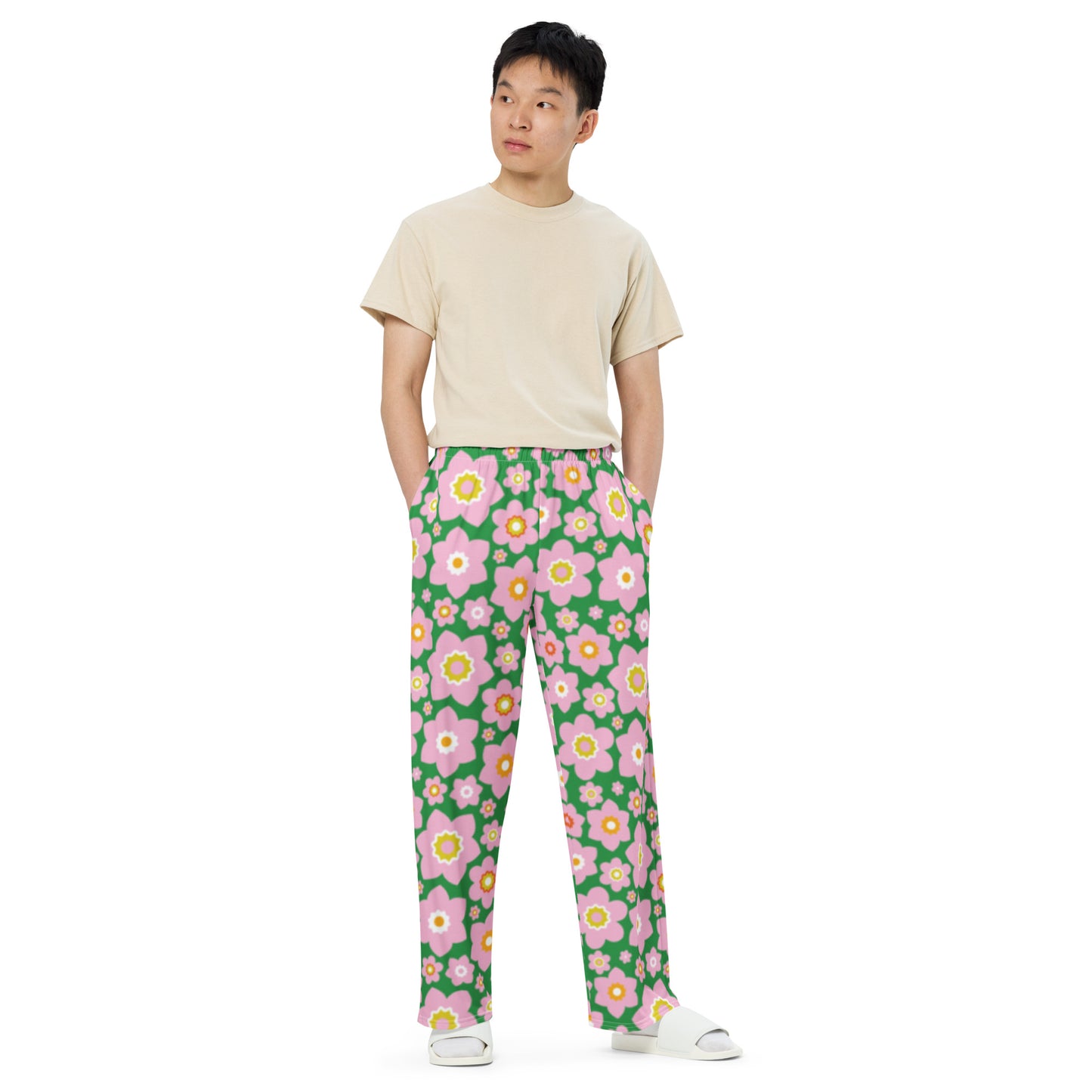 Garden Love Green Unisex Wide Leg Pants