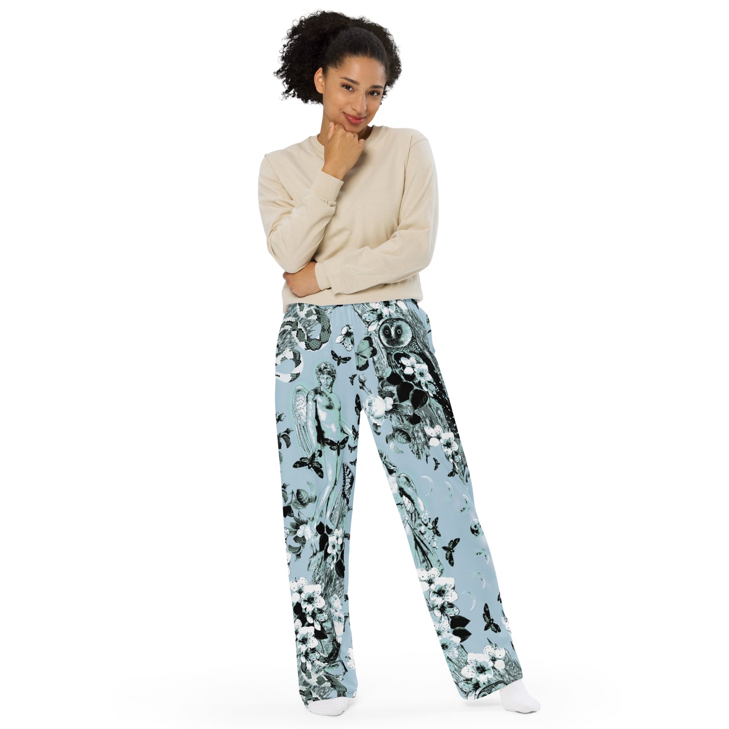 Woodland Fantasy Blue Unisex Wide Leg Pants