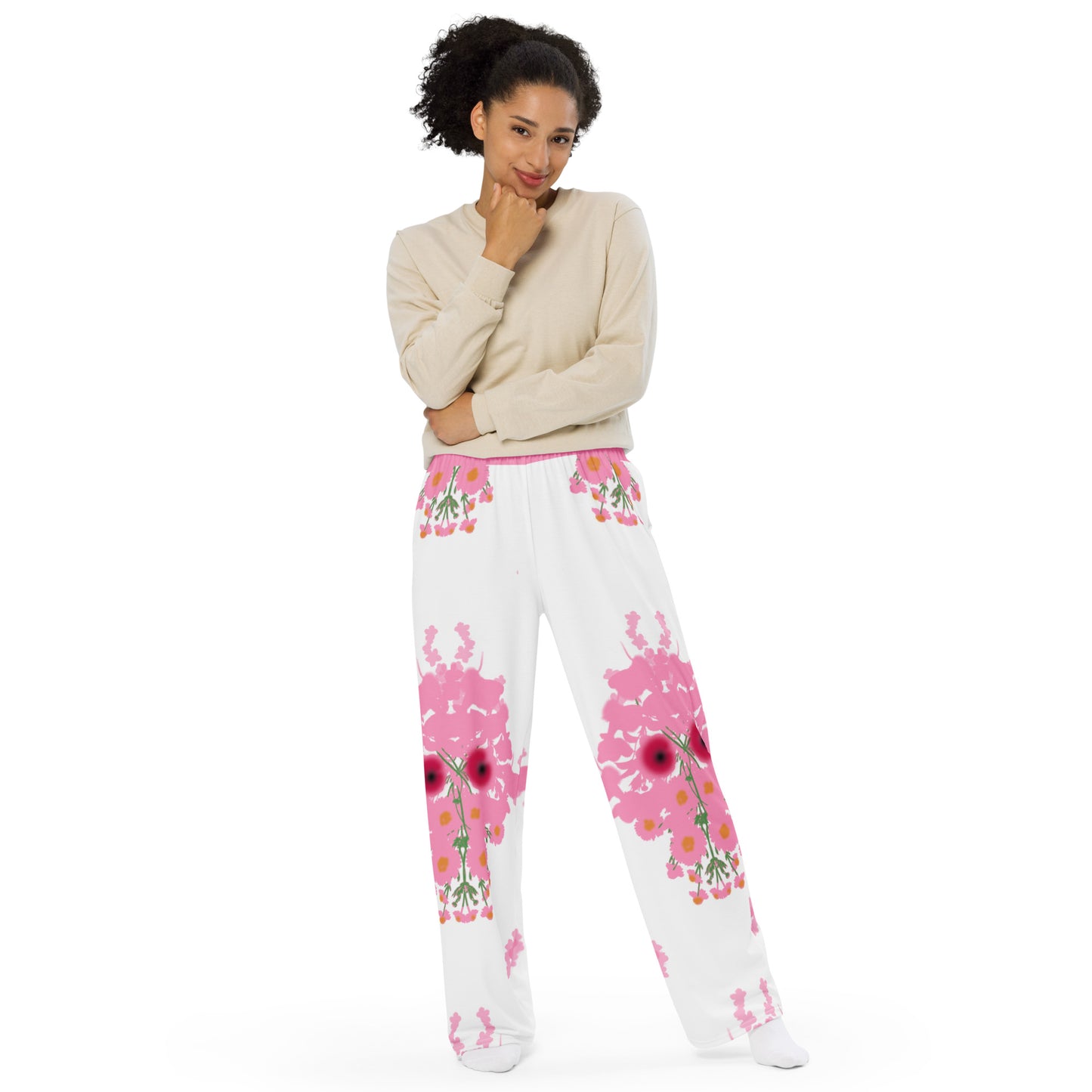 Skull Pink / Poppy Unisex Wide Leg Pants