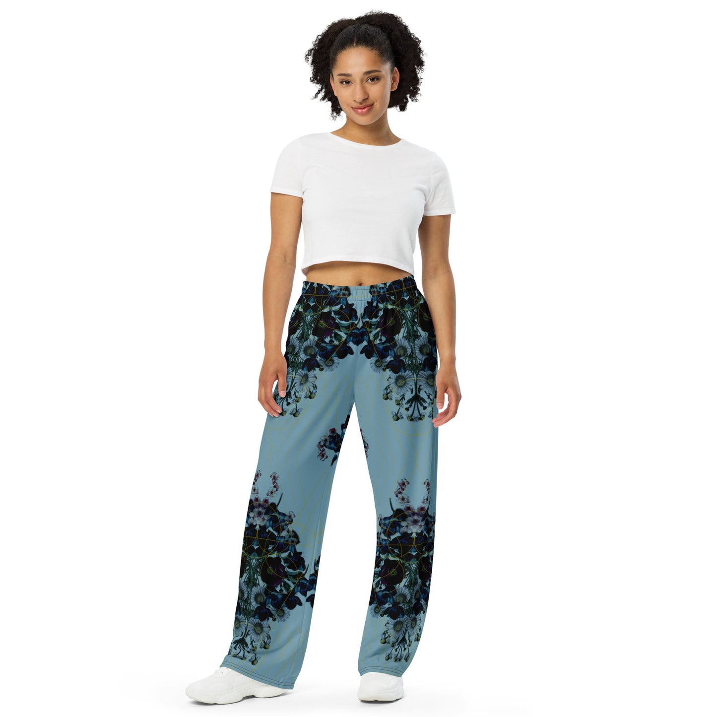 Skull Blue Unisex Wide Leg Pants