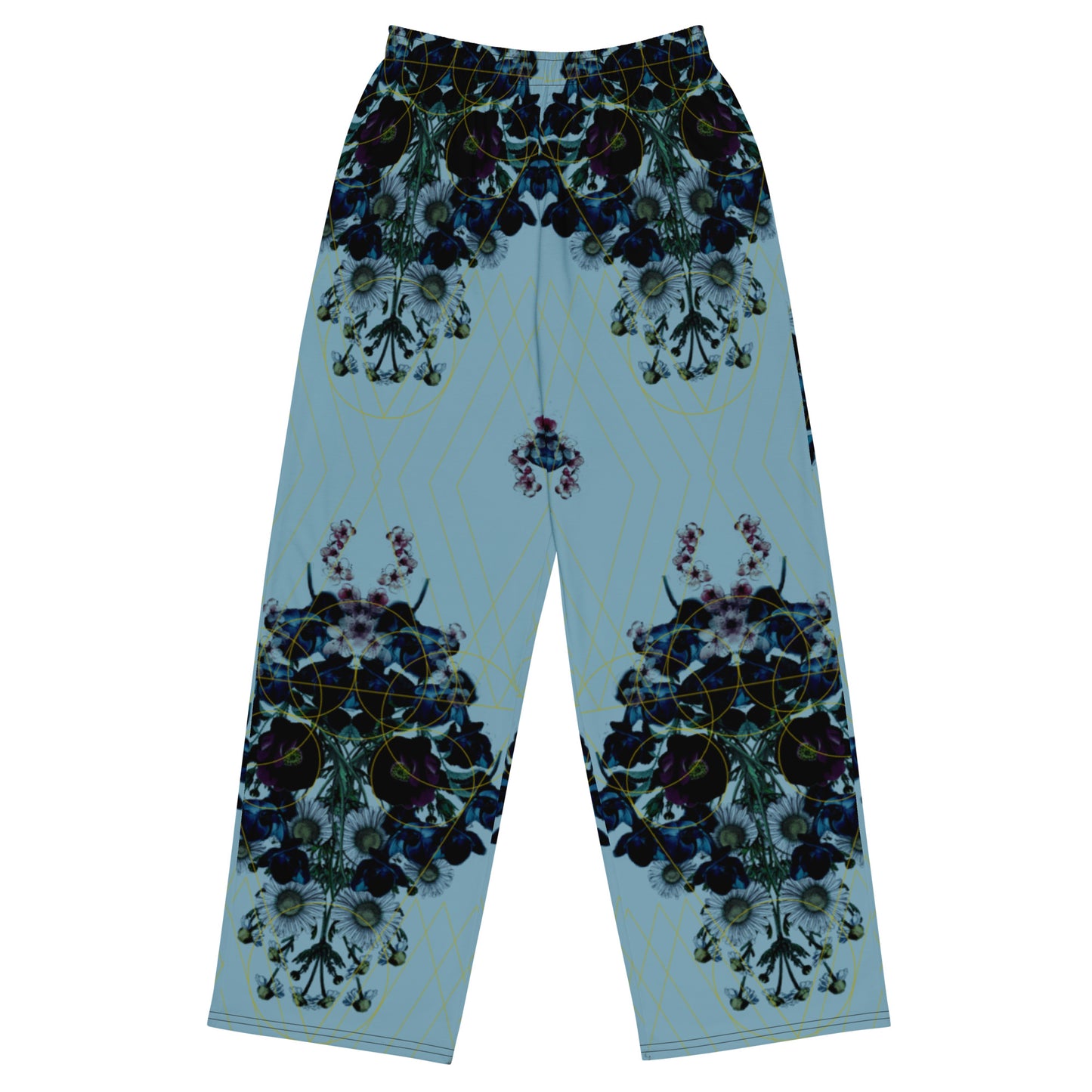 Skull Blue Unisex Wide Leg Pants