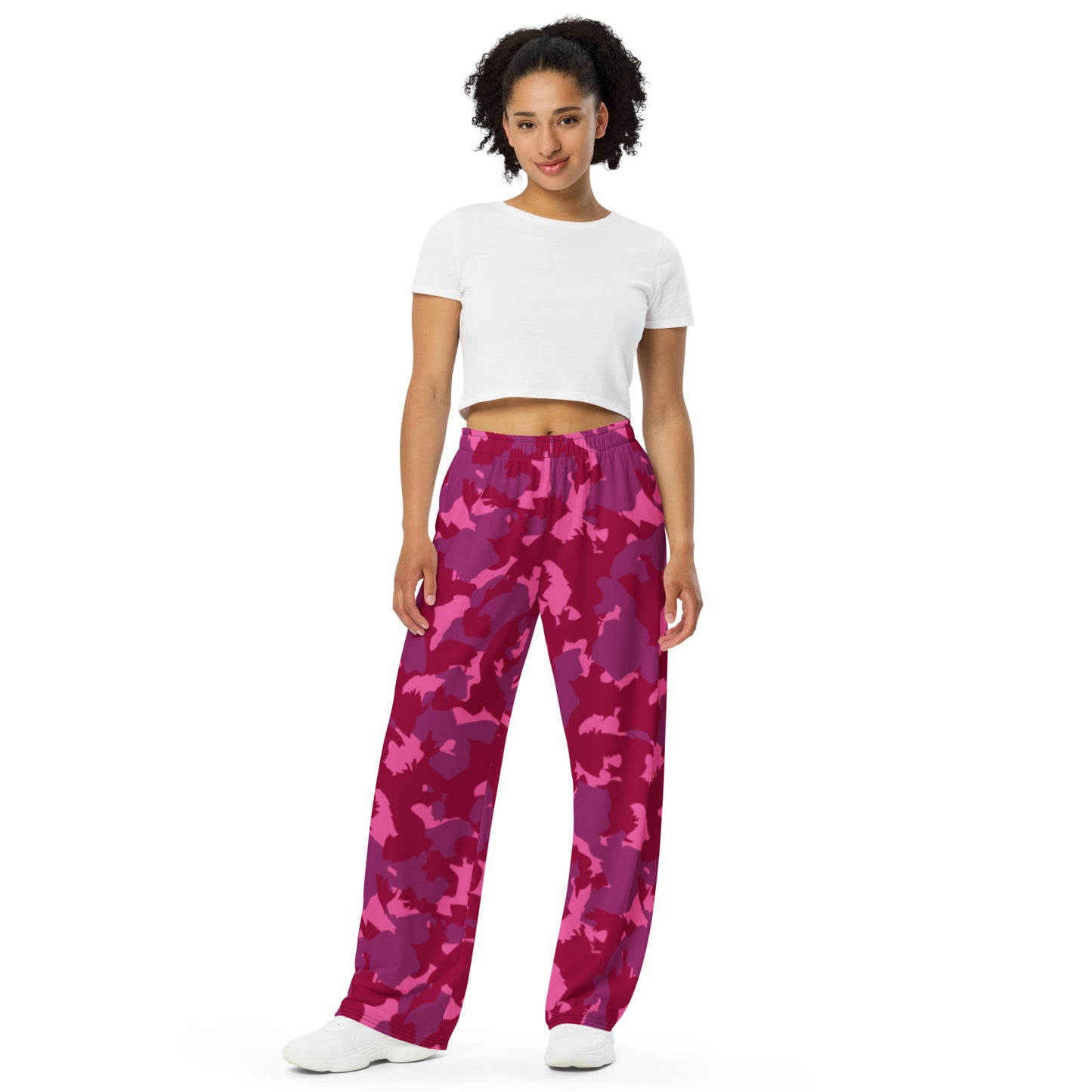 Teddy Bear Maroon Camo Wide-Leg Pants