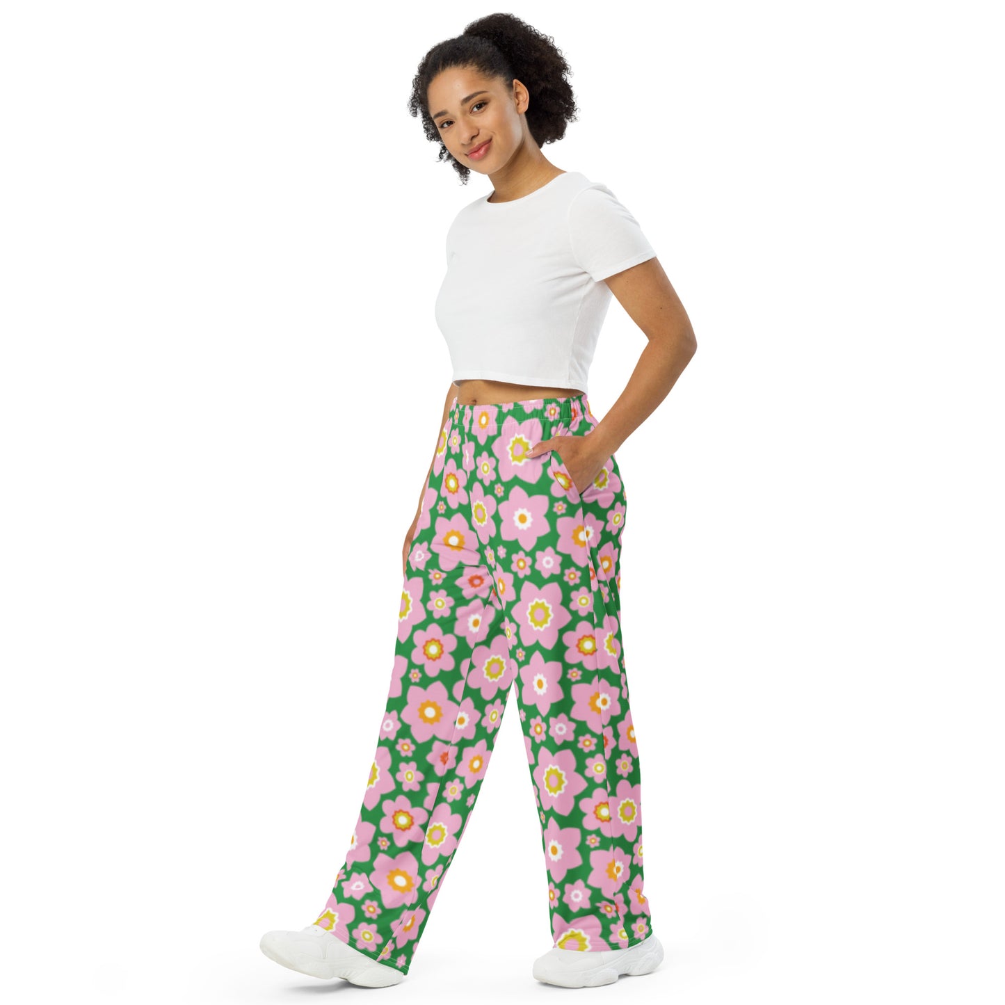 Garden Love Green Unisex Wide Leg Pants