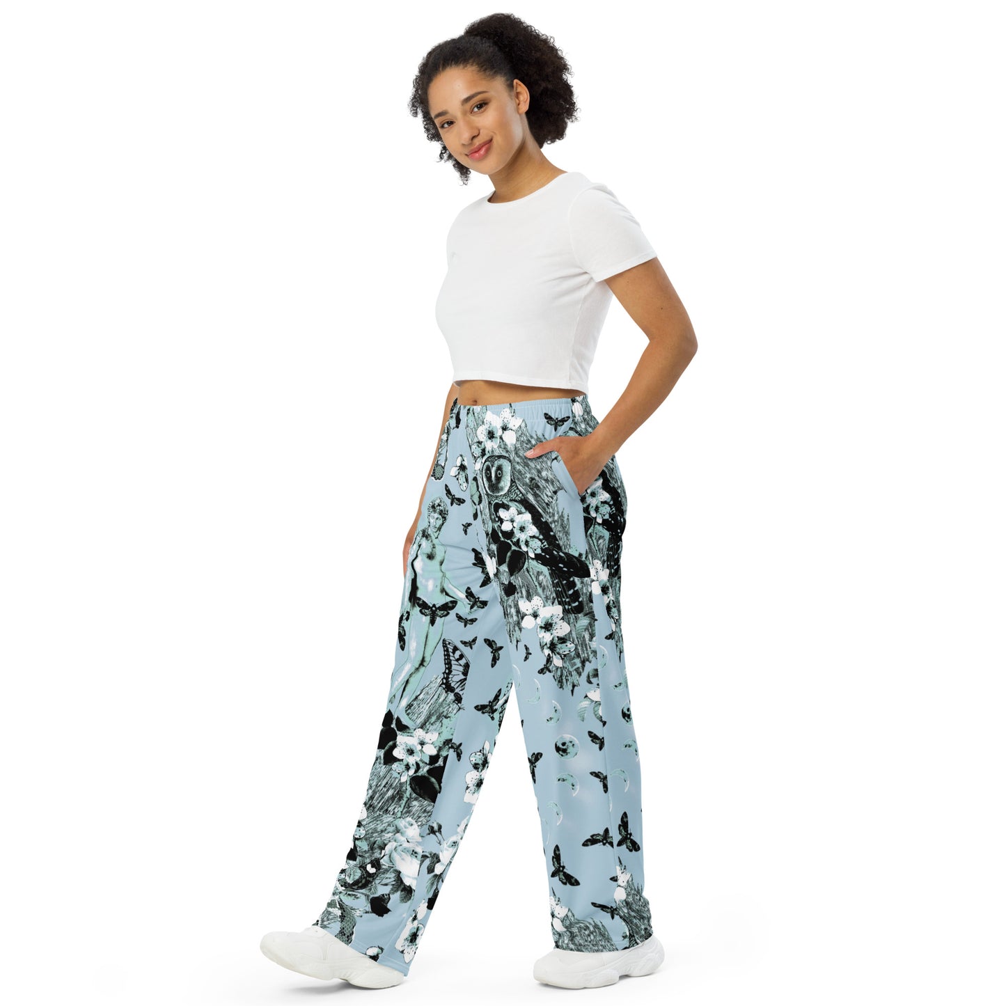 Woodland Fantasy Blue Unisex Wide Leg Pants