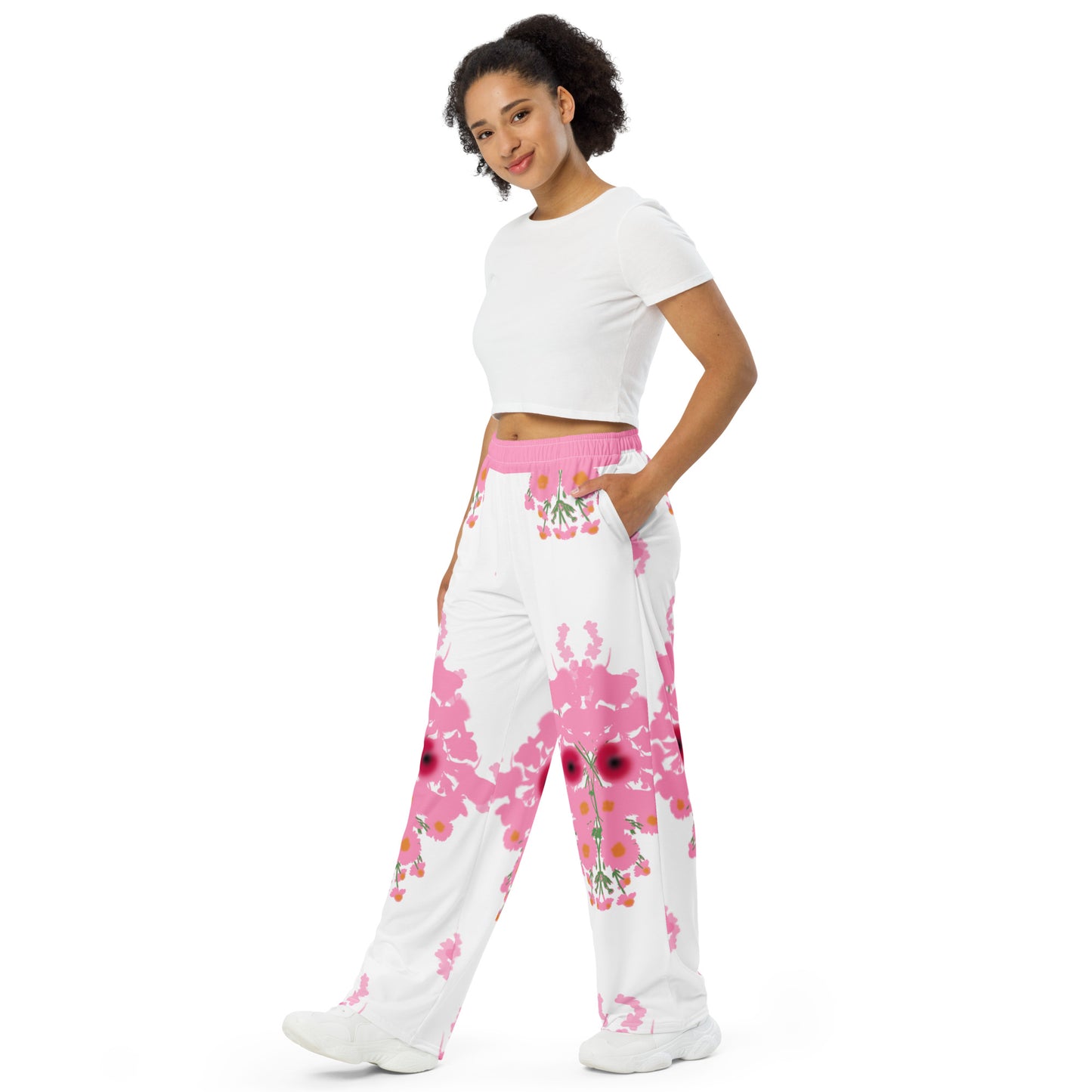 Skull Pink / Poppy Unisex Wide Leg Pants