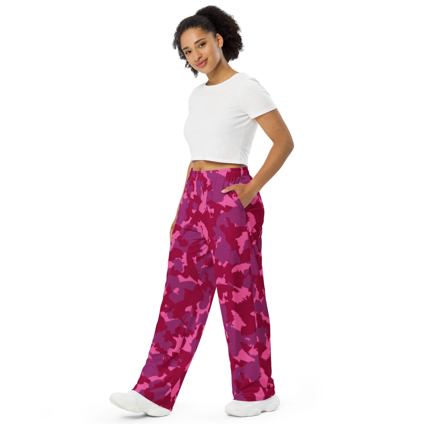 Teddy Bear Maroon Camo Wide-Leg Pants