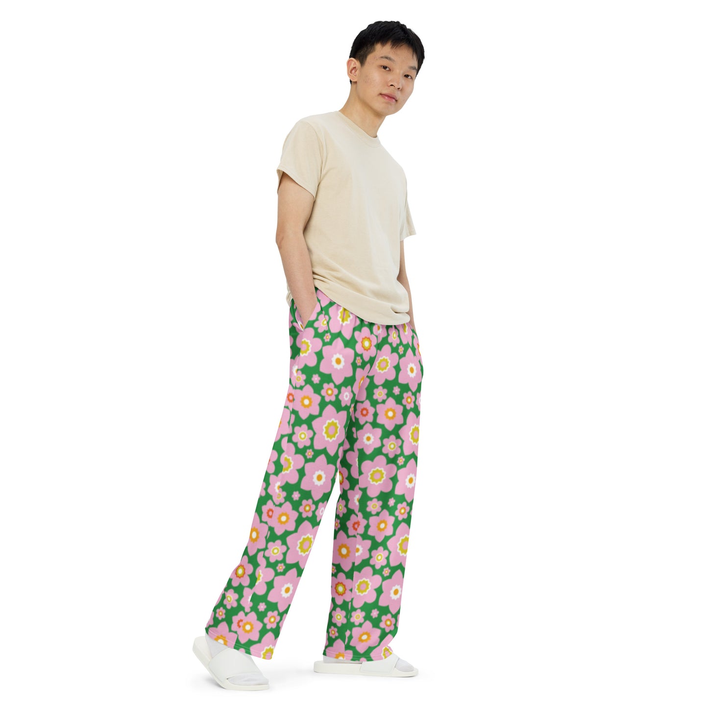 Garden Love Green Unisex Wide Leg Pants