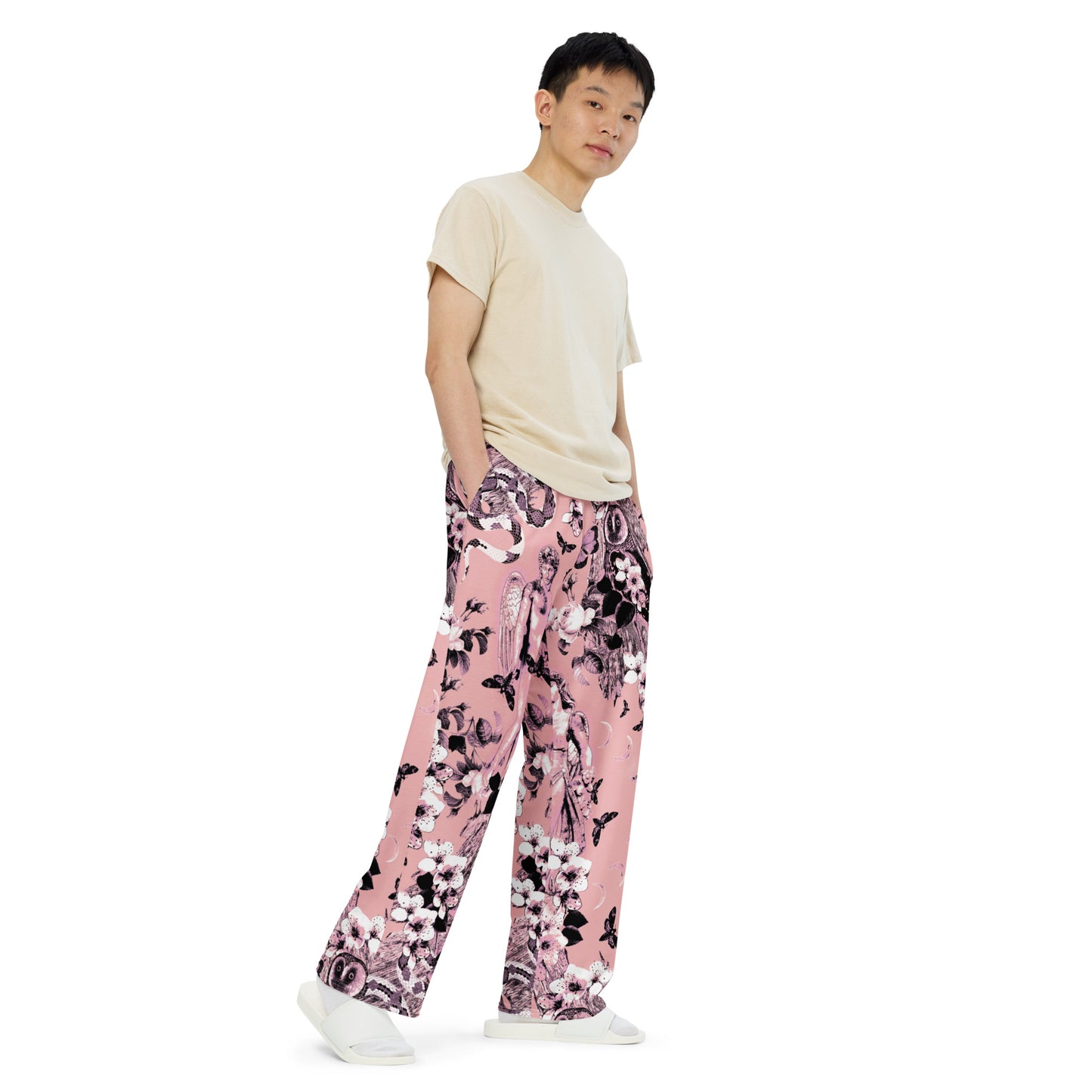 Woodland Fantasy Pink Unisex Wide Leg Pants