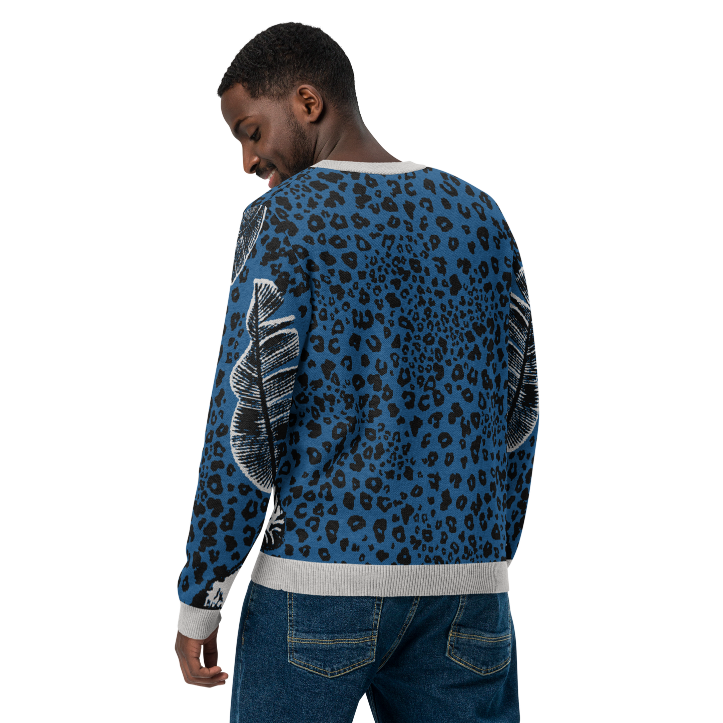 Tiger - Blue - Knitted Crew Neck Sweater