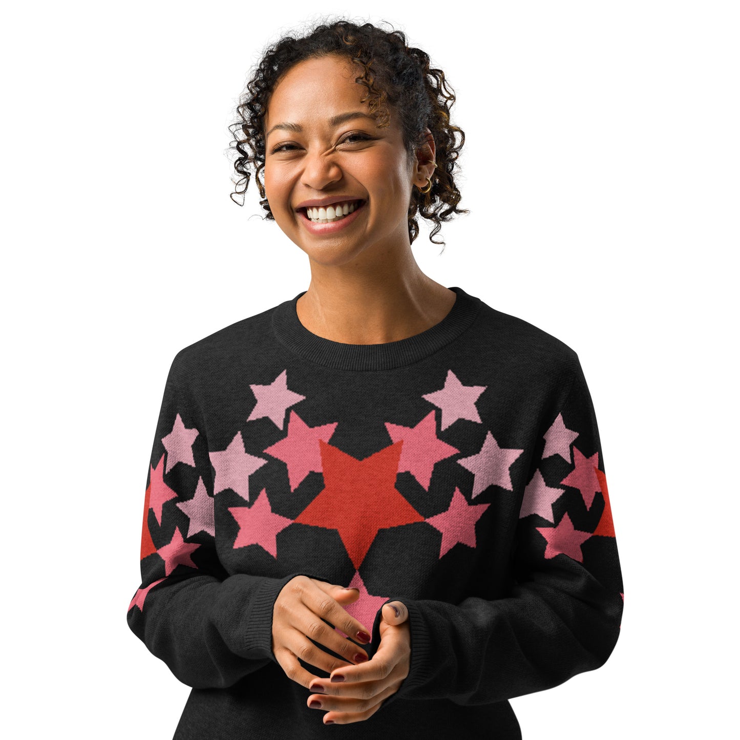 Stars Knitted Crew Neck Sweater