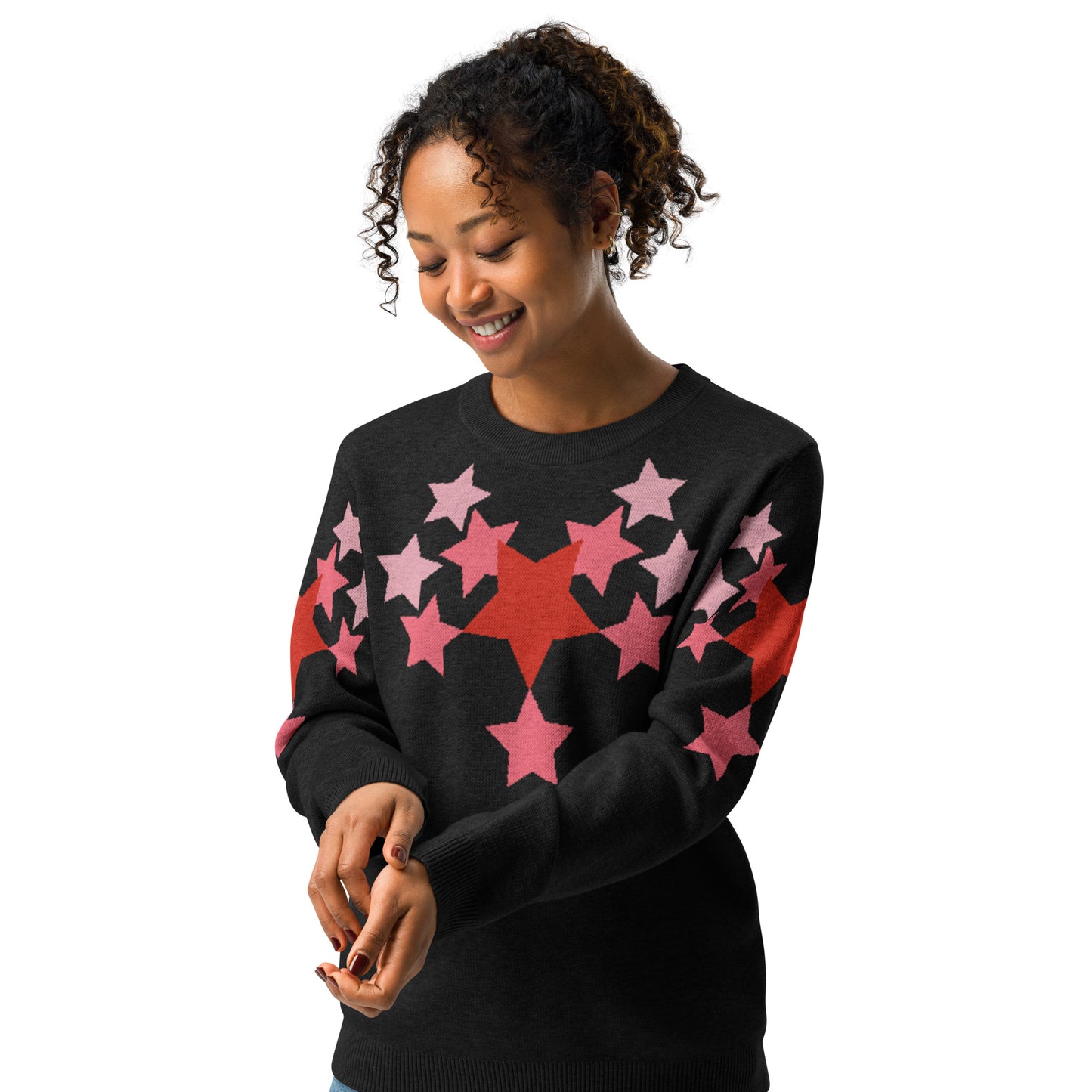 Stars Knitted Crew Neck Sweater