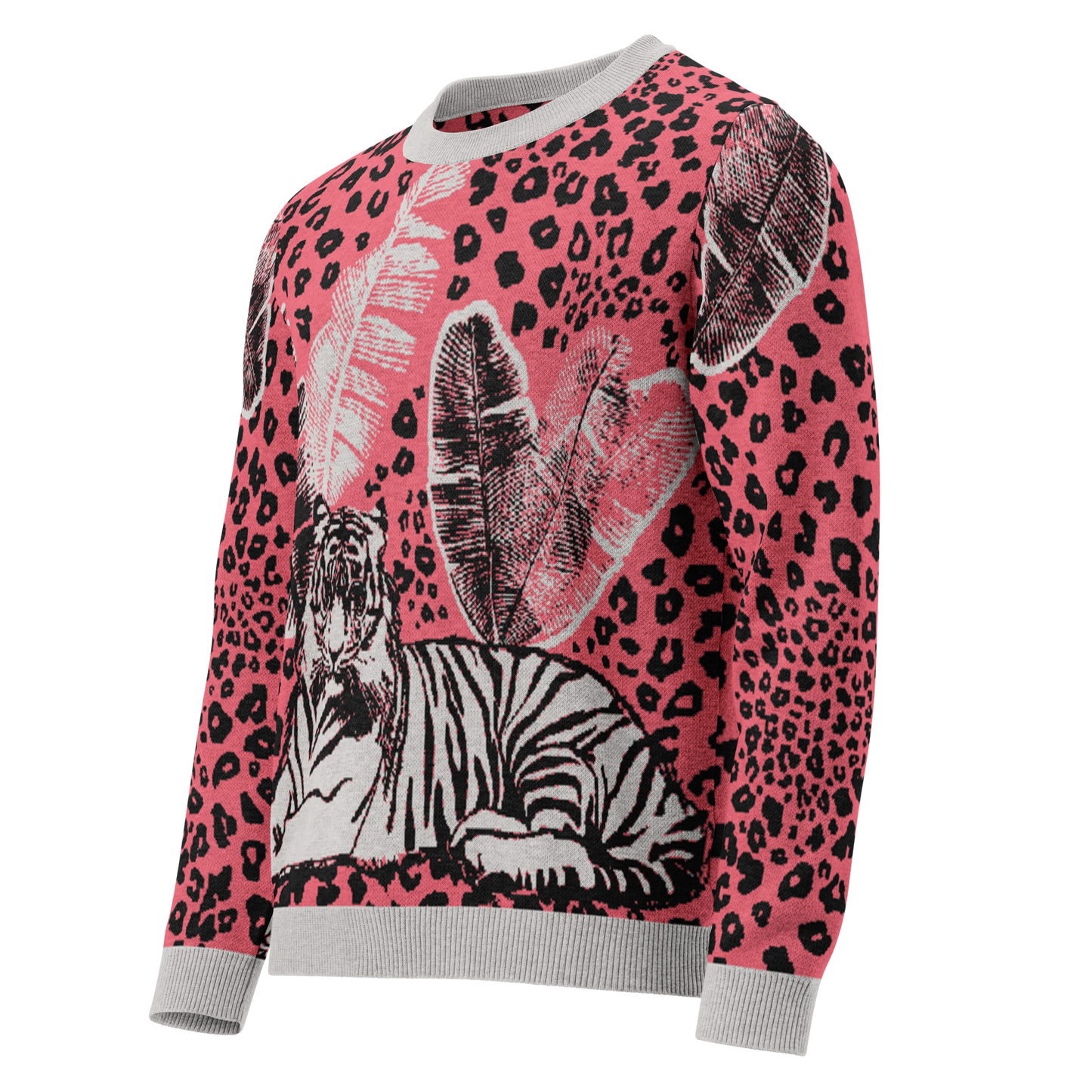 Tiger - Pink - Knitted Crew Neck Sweater